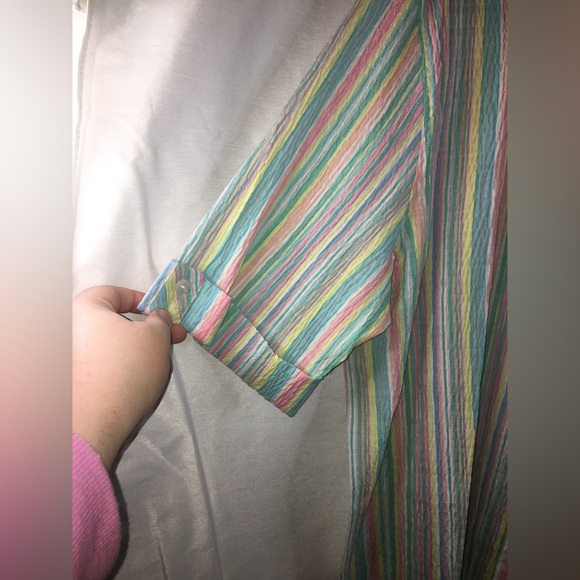 NWT Bon Worth | Women’s Colorful Stripe Pattern Button Down Blouse Top - Picture 5 of 11